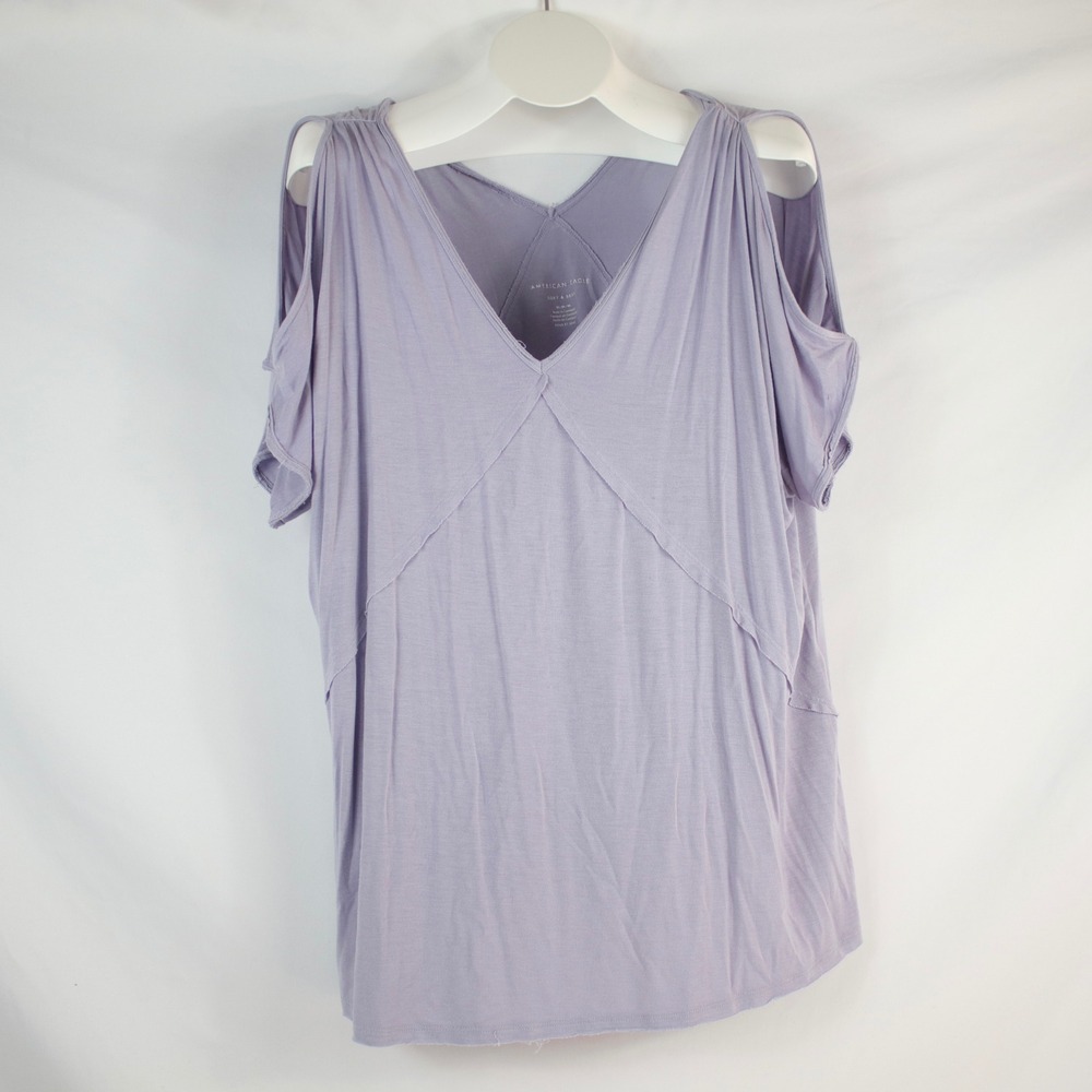 American Eagle Soft & Sexy Lavender Cold Shoulder V-Neck Shirt Women's Size M